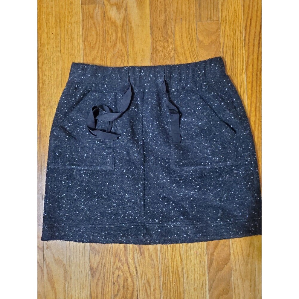Loft Mini Skirt Speckled Size Small Dark Gray Drawstring Pockets Straight
